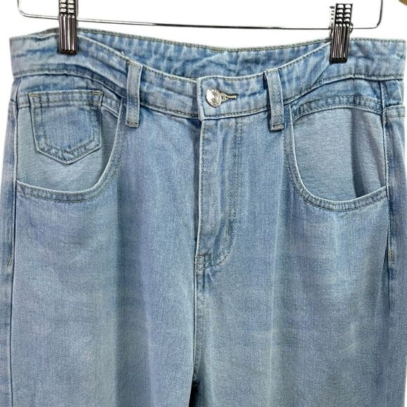 HDLTE Wide Leg Jeans High Waist Baggy Jeans Boyfriends Jeans Y2K 90s Size L - Picture 2 of 14